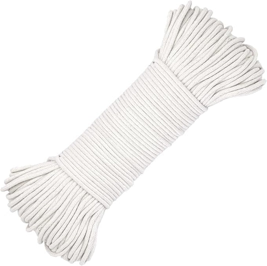328 Feet Cotton Clothes line Rope-Premium Diameter 7/32 Inch Cotton Rope for Heavy Duty Outdoor Use- Perfect for Laundry Line Dryer, Camping Travel & Home Use DIY Rope