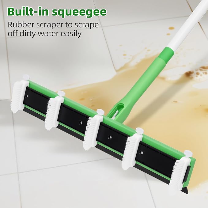 Grout Cleaner Brush with 66'' Long Handle Stiff Bristle Multi-Line Cleaner Adjustable Heads Grout Scrub Crevice Cleaning Brush for Tile Floor, Shower, Bathroom, Kitchen, Wall