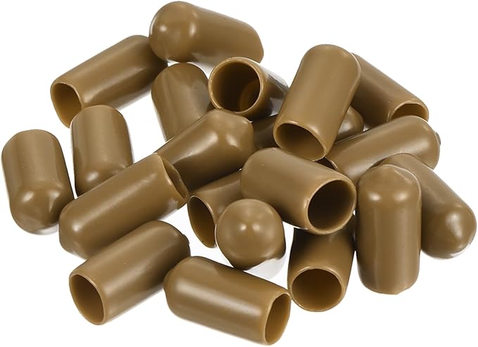 uxcell 20pcs Rubber End Caps 7.5mm ID Vinyl PVC Round Tube Bolt Cap Cover Screw Thread Protectors Light Brown