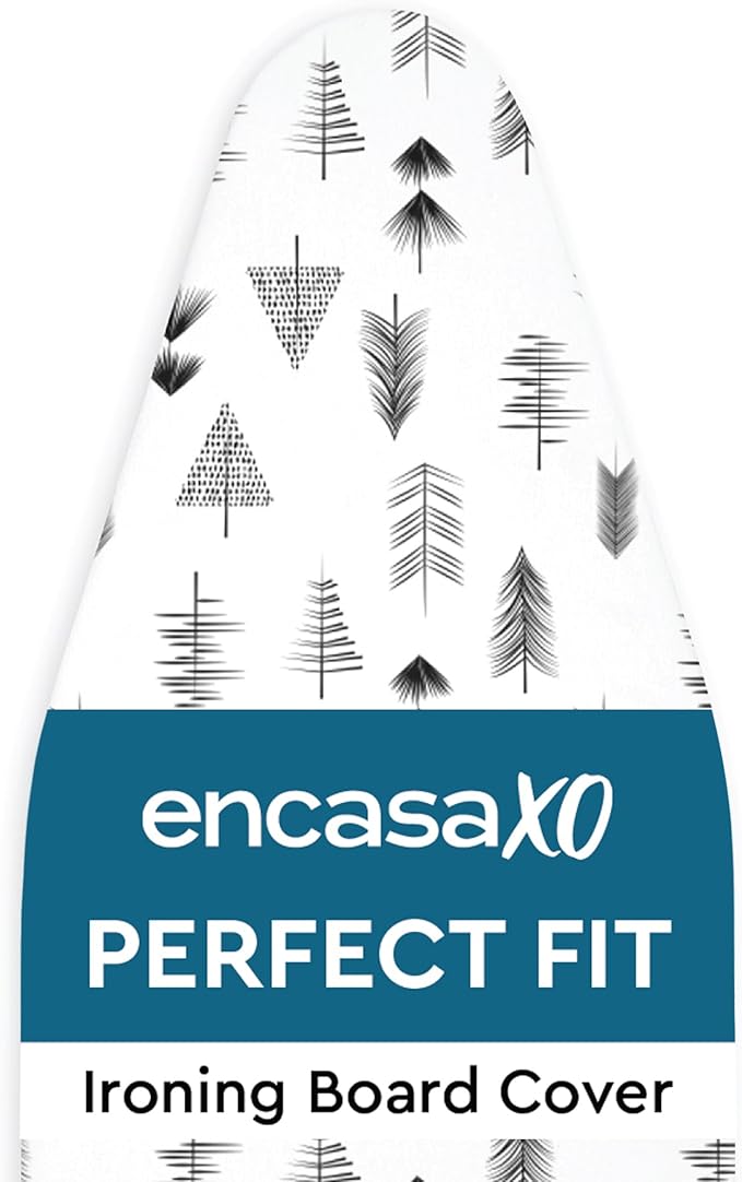 Encasa XO Ironing Board Cover and Pad 42"x14" - Thick 3mm Felt Padding, Drawstring Tightening & Lock, Easy Fit, Scorch & Stain Resistant, Fits Medium Ironing Board - Black Arrow