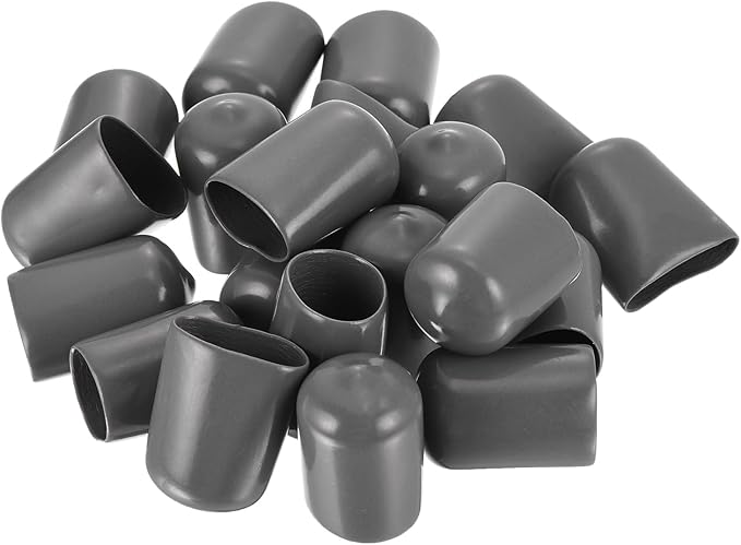 uxcell 20pcs Rubber End Caps 17mm ID Vinyl PVC Round Tube Bolt Cap Cover Screw Thread Protectors Dark Grey