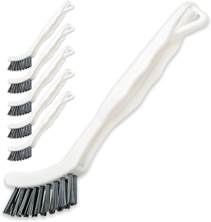 6-Pack Grout Cleaner Brush Scrub Set - Stiff Bristle Scrubbing & Detail Cleaning Brushes for Household Use on Bathtub, Shower, Kitchen, Tile Floors, Sink, Grooves, Window Tracks, Drains