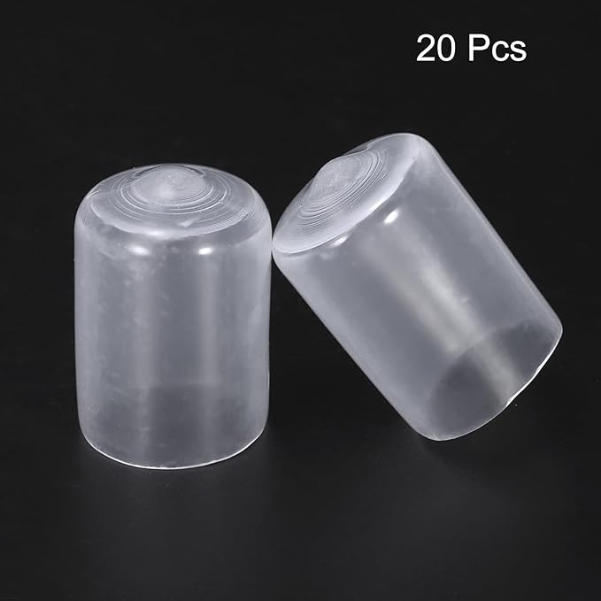 uxcell 20pcs Rubber End Caps 15mm ID Vinyl PVC Round Tube Bolt Cap Cover Screw Thread Protectors Clear