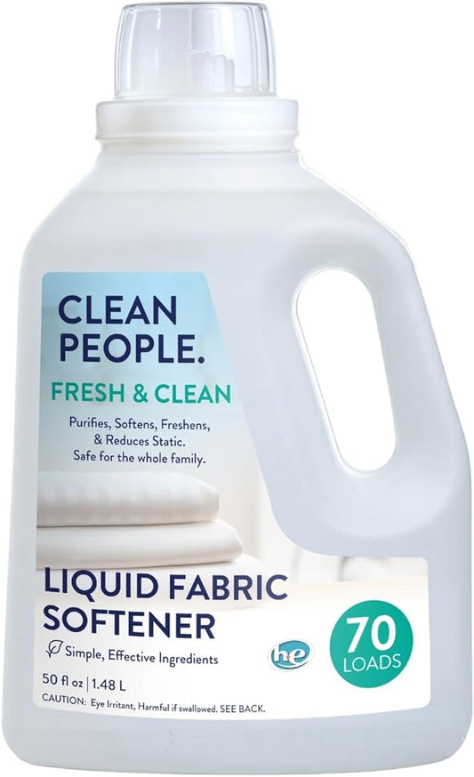 The Clean People Liquid Fabric Softener - Softens & Removes Static Cling - Vegan (50 Fl Oz, Fresh & Clean)