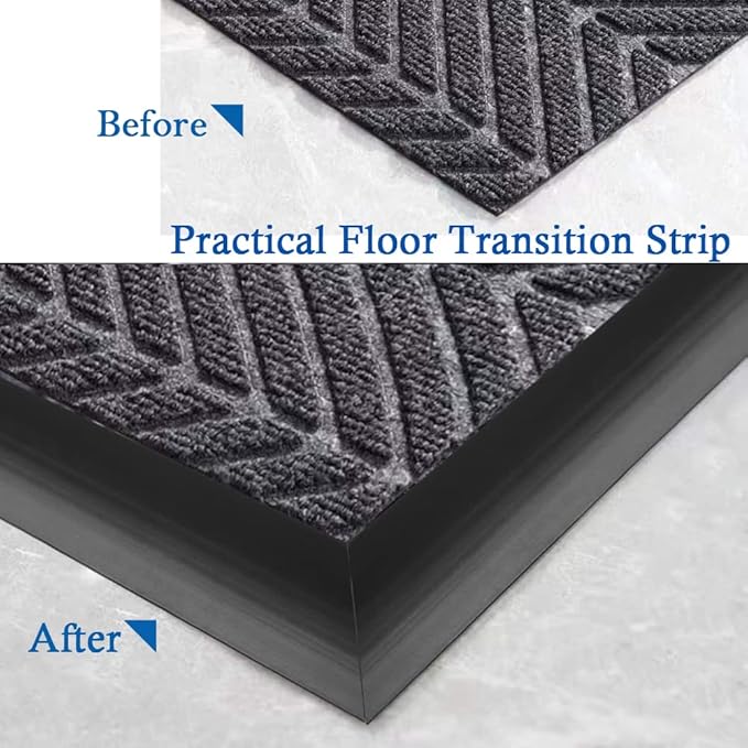 Floor Transition Strip Self Adhesive Carpet & Flooring Transitions Edging Trim Strip PVC Threshold Transitions Suitable for Threshold Height Less Than 5mm (6.56Ft, Black)
