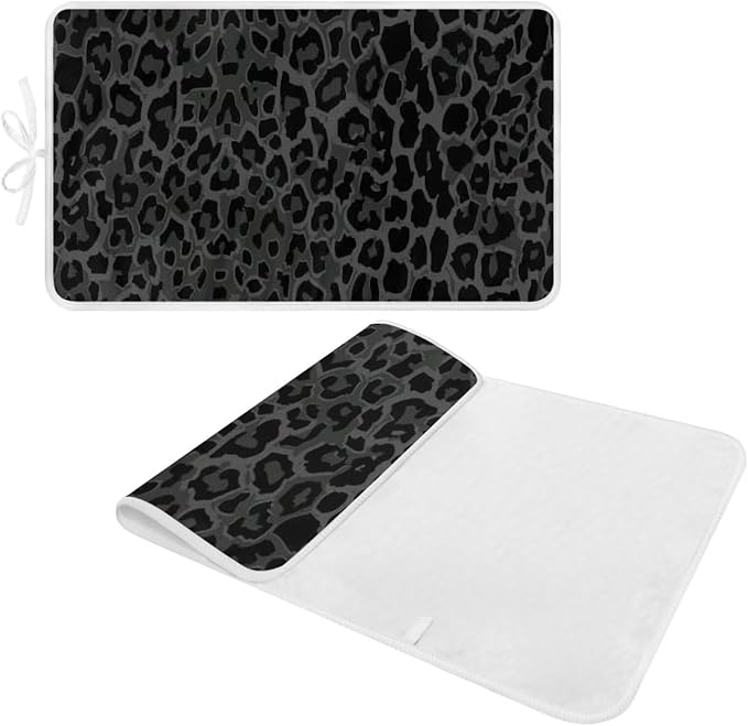 Black Ironing Mat Portable Leopard Print Ironing Pad for Steam Pressing on Tabletop or Bed,Heat Resistant Portable Quilting & Travel Blanket Ironing Board Alternative Cover
