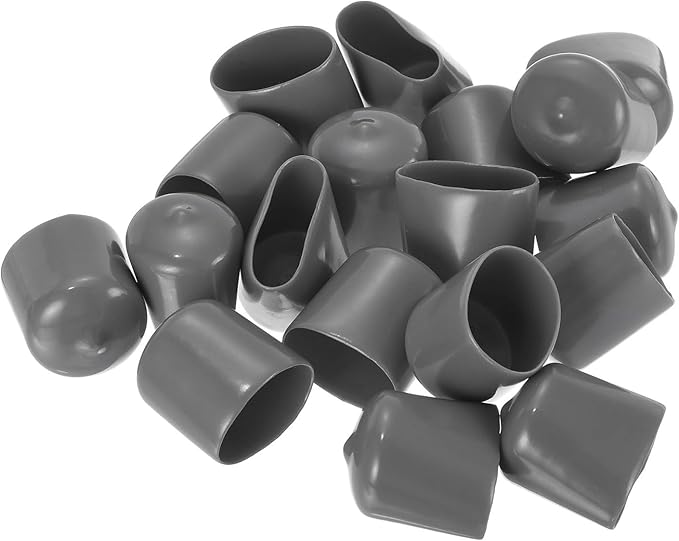 uxcell 20pcs Rubber End Caps 23mm ID Vinyl PVC Round Tube Bolt Cap Cover Screw Thread Protectors Dark Grey