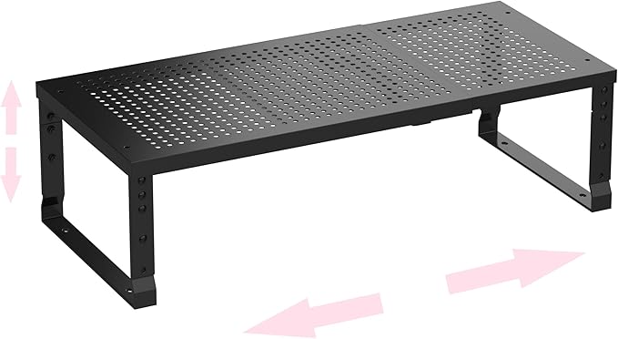 Metal Stackable Expandable Storage Shelf - Multi-Functional Home Storage Shelf, Suitable for Kitchen, Cabinet，Bathroom, Office, Garage, etc.（1PACK/Black/Large