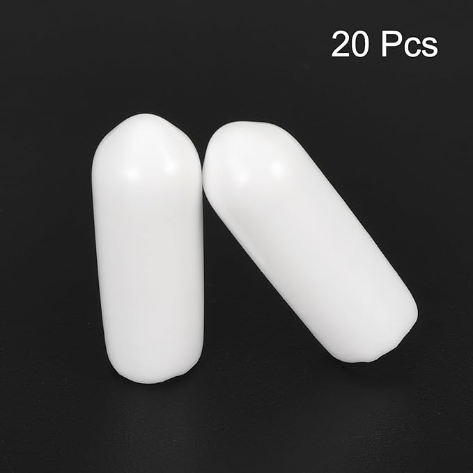 uxcell 20pcs Rubber End Caps 5mm ID Vinyl Round End Cap Cover Screw Thread Protectors White