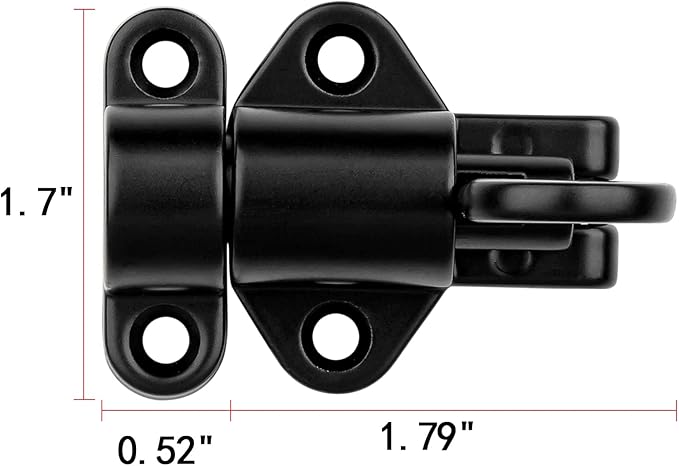 4 Packs Self-Closing Latches，Black Spring Door Lock，Resilient Bolt Latch Aluminum Alloy Safety Automatic Spring Barrel Slide Door Lock with Screws,Used for Gate,Window and Cabinet etc