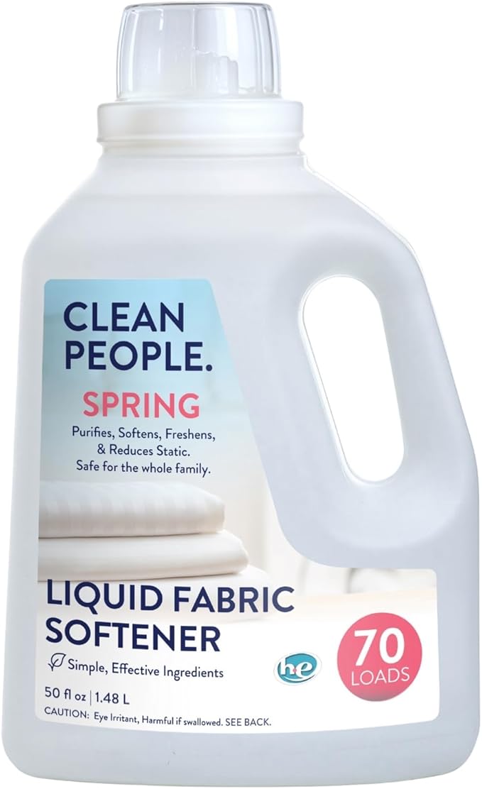 The Clean People Liquid Fabric Softener - Softens & Removes Static Cling - Vegan (50 Fl Oz, Spring)