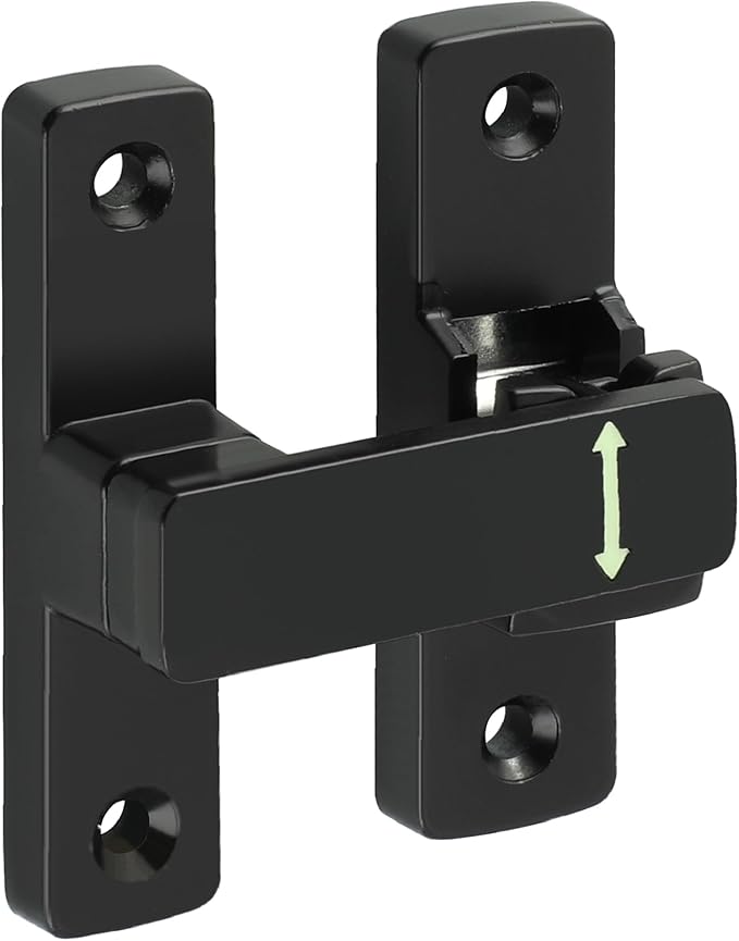 90/180 Degree Flip Latch Gate Latch, Heavy Duty Black Safety Door Lock Enhanced Security Flip Latch Lock Hardware for Interior Door Front Door Barn Garden Fence Window Bathroom Cabinet