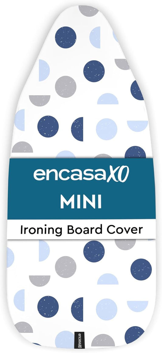 Encasa XO Ironing Board Cover and Pad 28"x12" - Thick 3mm Felt Padding, Drawstring Tightening & Lock, Easy Fit, Scorch & Stain Resistant, Fits Mini Ironing Board - Blue Moon