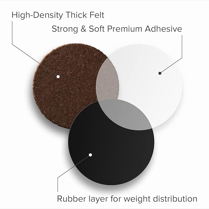 24 Heavy-Duty Felt Furniture Pads 1” 1/4” Thick X-Protector! Round Felt Pads for Furniture Feet - The Best Felt Floor Protectors for Furniture to Prevent Scratches. Protect Your Hard Floor! (Brown)