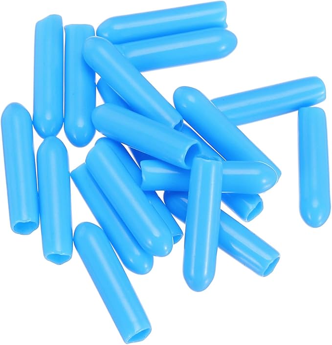 uxcell 20pcs Rubber End Caps 3mm(1/8") ID Vinyl PVC Round Tube Bolt Cap Cover Screw Thread Protectors,Light Blue