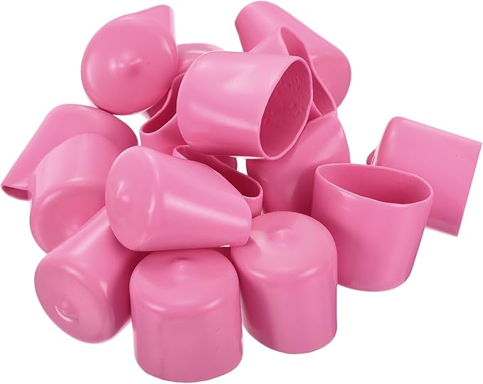 uxcell 20pcs Rubber End Caps 25mm(1 inch) ID Vinyl PVC Round Tube Bolt Cap Cover Screw Thread Protectors Pink