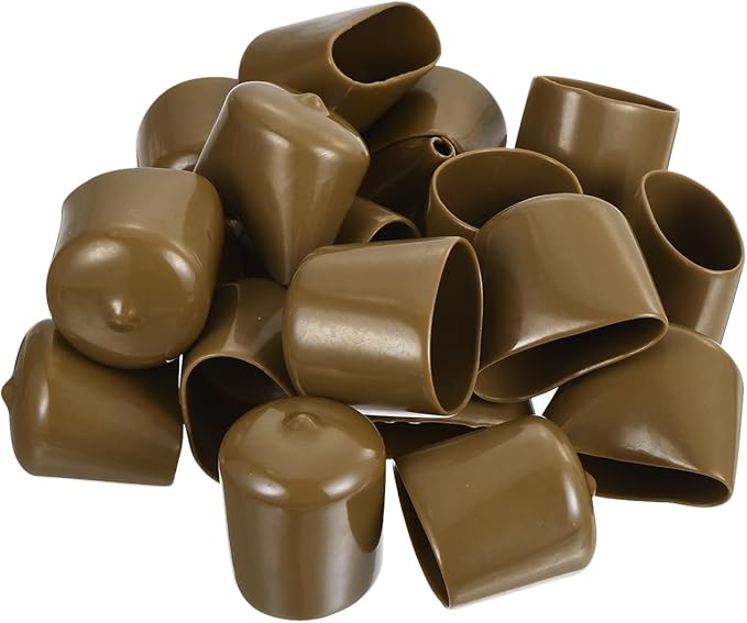 uxcell 20pcs Rubber End Caps 31mm(1 1/4") ID Vinyl PVC Round Tube Bolt Cap Cover Screw Thread Protectors Light Brown
