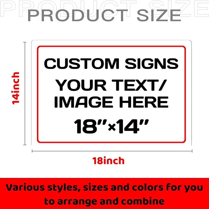 Personalized Aluminum Metal Signs - Weatherproof, Custom Text & Picture, Multiple Sizes (18 * 14 Inch, White)