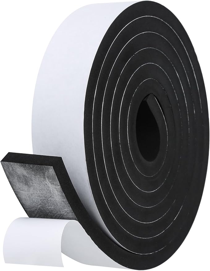 Weather Stripping Door Seal Strip- 2 Inch X 1/2 Inch X 10Feet, Strong Adhesive, Lightproof, Soundproof, Weatherproof Foam Tape Insulation for Sliding Door, Front Door Frame, Windows- Black