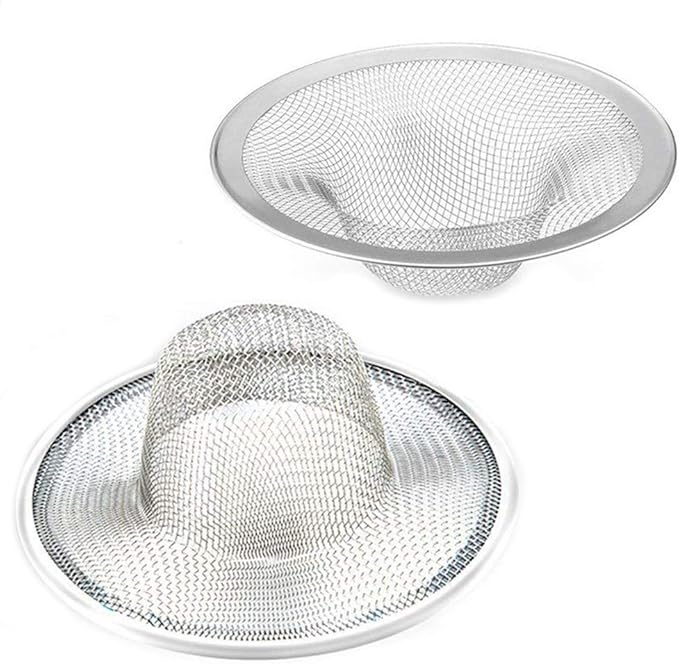 2 Pcs Heavy Duty Stainless Steel Slop Basket Filter Trap, 3.54" Top / 1.65" Mesh Metal Sink Strainer, Perfect for Kitchen Sink/Bathroom Bathtub RV Wash Basin Floor Drain Balcony Drain Hole