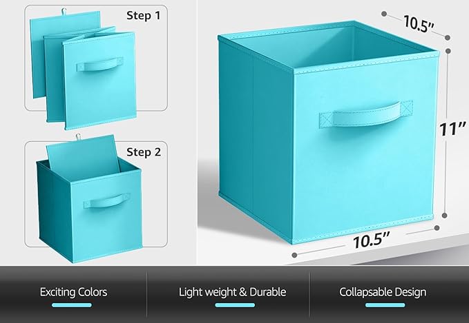 Sorbus Fabric Storage Cubes - 8 Foldable Storage Bins for Organizing Pantry, Cubbies, Toy Box - Clothes Storage & Closet Organizer - 11 Inch Collapsible Cube Baskets for Shelves with Handle