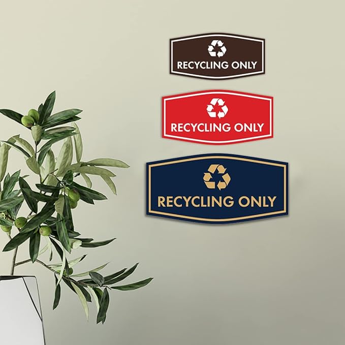 Fancy Recycling Only Sign (Black/Silver) - Medium