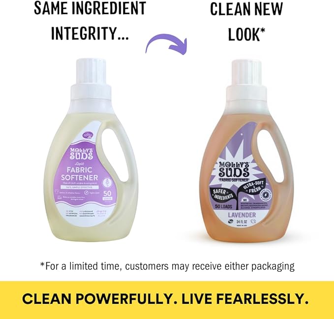 Molly’s Suds Fabric Softener Liquid for Sensitive Skin | Vinegar-Powered, Infused with Essential Oils | Fights Static, Reduces Wrinkles, Deodorizes | Lavender, 50 Loads