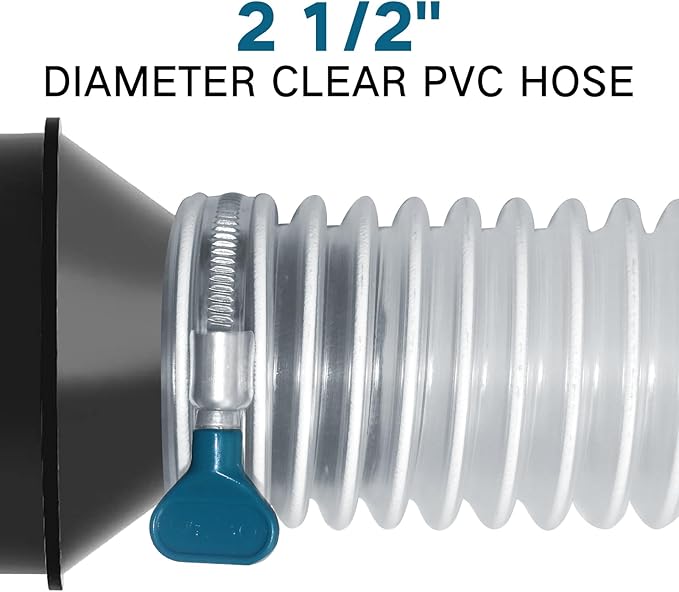 Heavy PVC Dust Collection Hose 2.5" x 5', Flexible Clear PVC Fume Collection Hose, Puncture-Resistant, Reinforced With Coated Wire Helix