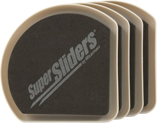 Super Sliders 5 Inch Square Corner Plastic Reusable Furniture Sliders for Carpeted Floors, Durable Foam Pad Surface for Secure Grip (4 Pack, Beige)