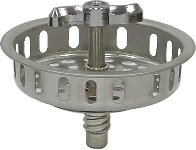 Twist Lock Basket Strainer Replacement (Premium 304 Stainless Steel Construction) for 3-1/2" Spin and Seal Drains W/Threaded Stopper Function-VARNAHOME