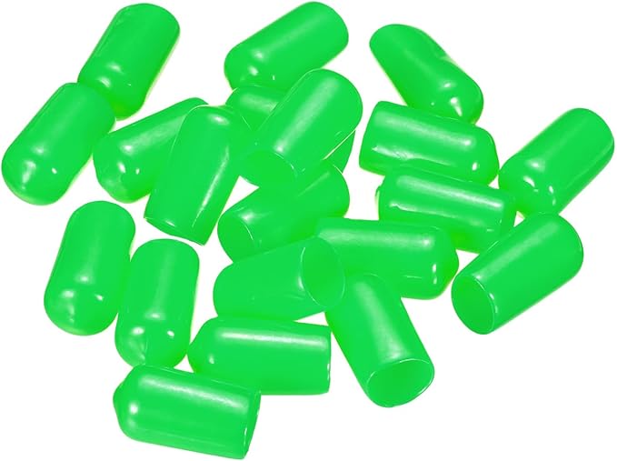 uxcell 20pcs Rubber End Caps 10mm(3/8") ID Vinyl PVC Round Tube Bolt Cap Cover Screw Thread Protectors Green