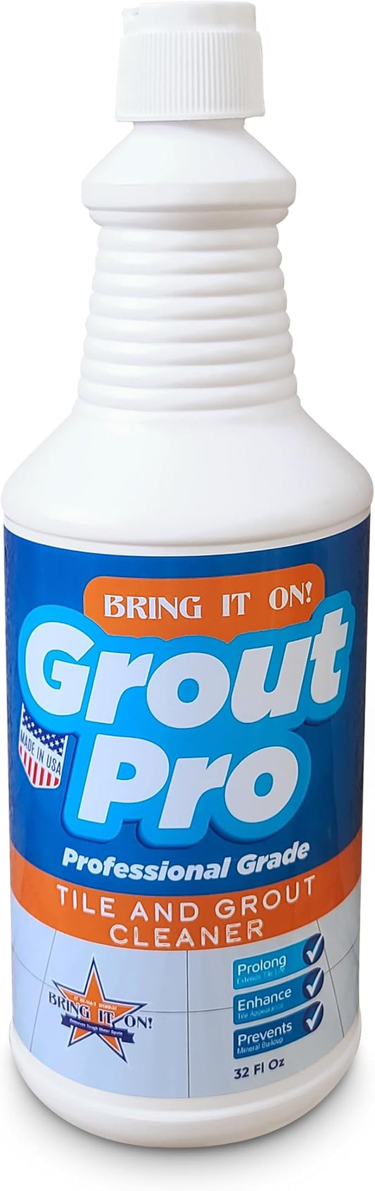 Bring It On Grout Pro Tile and Grout Cleaner – 32fl oz Grout Cleaner for Shower Tile – Deep Cleansing Whitening and Brightening Kitchen and Bathroom Floor Cleaner – Prevents Mineral Buildup