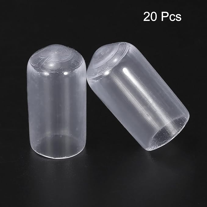 uxcell 20pcs Rubber End Caps 8mm(5/16") ID Vinyl PVC Round Tube Bolt Cap Cover Screw Thread Protectors Clear
