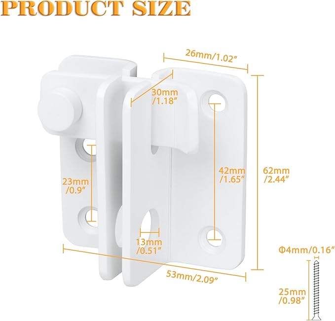 Alise Flip Latch Gate Latch Shed Lock Shed Latch Barn Door Lock Locking Latches for Barn Fence Cabinet Garden Garage Window Pet Dog Cage,Stainless Steel Shed Door Latch Barn Door Lock,White,L-Size