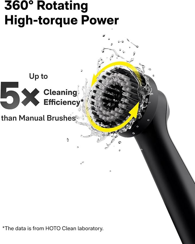 HOTO Wand™ Cordless Spin Scrubber, Electric Rechargeble Grout Cleaning Brush, IPX7 Waterproof Bathroom Scrubber, 12 Replaceable Brush Heads Version Power Scrubber for Grout, Tiles, Corners, Crevices
