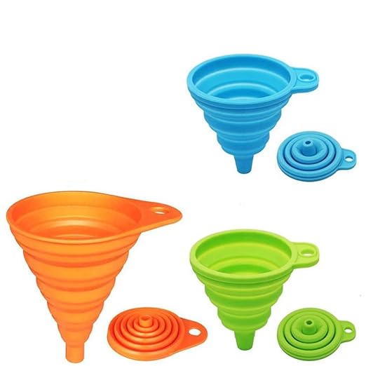 Kitchen Funnel Set – 3 Pack Silicone Funnels for Liquid and Dry Transfer, Collapsible Funnels for Kitchen, Canning, and Bottle Filling, Easy to Clean & Space-Saving Design