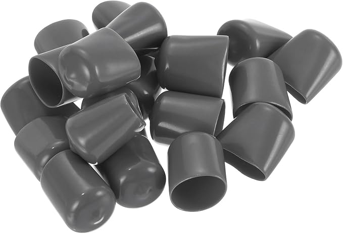 uxcell 20pcs Rubber End Caps 21mm ID Vinyl PVC Round Tube Bolt Cap Cover Screw Thread Protectors Dark Grey