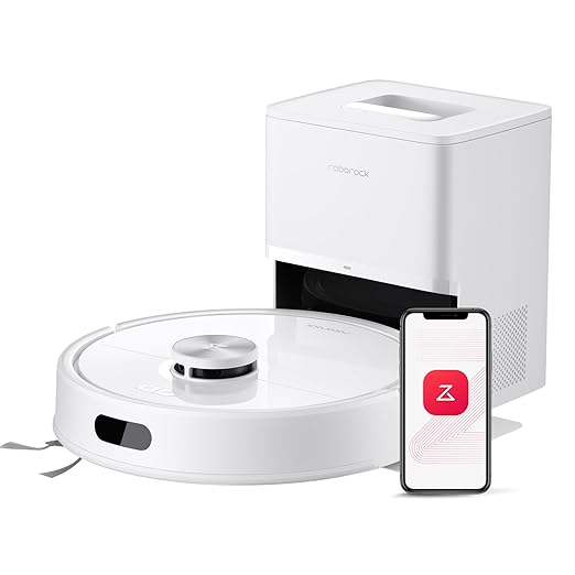 roborock Q7 M5+ Robot Vacuum and Mop, Upgraded from Q5 Max+, 7 Weeks Self-Emptying, 10000Pa Suction, Dual Anti-Tangle System, for Pet Hair & Carpet, PreciSense LiDAR Navigation, App Control, White