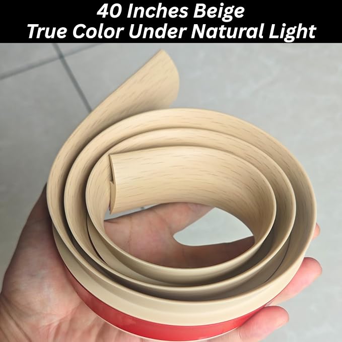1/5 inch Height Floor Transition Strip, Self Adhesive Carpet Wood Tile Vinyl Flooring Laminate Transition Cover Edge Trim Gap Doorway Threshold for Uneven Floors (40 inches, Beige Cream)