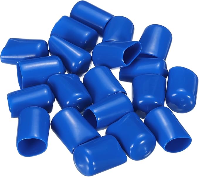 uxcell 20pcs Rubber End Caps 14mm ID Vinyl PVC Round Tube Bolt Cap Cover Screw Thread Protectors Blue