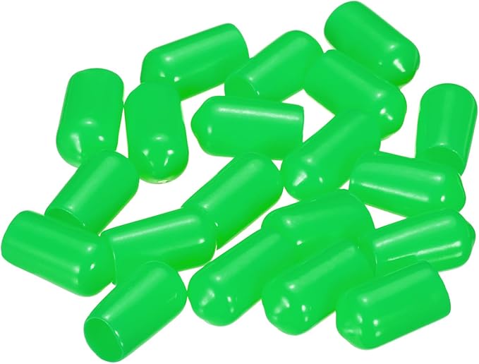 uxcell 20pcs Rubber End Caps 8mm(5/16") ID Vinyl PVC Round Tube Bolt Cap Cover Screw Thread Protectors Green