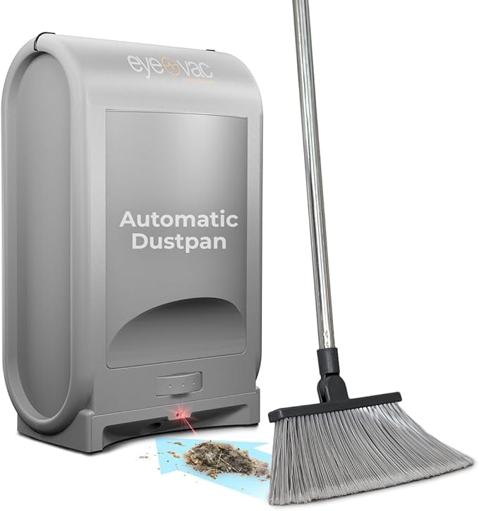 EyeVac Pro Touchless Vacuum Automatic Dustpan - Ultra Fast & Powerful - Great for Sweeping Salon Pet Hair Food Dirt Kitchen, Corded Canister Vacuum, Bagless, Automatic Sensors, 1400 Watt (Sliver)