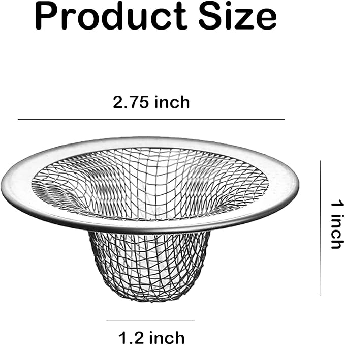 10PCS Mesh Sink Drain Strainer Bathroom, 2.75" Stainless Steel Slop Basket Filter Trap Hair Catcher, Tub Drain Screen Filter Cover Mesh Bathroom Bathtub RV Laundry Lavatory Balcony Utility