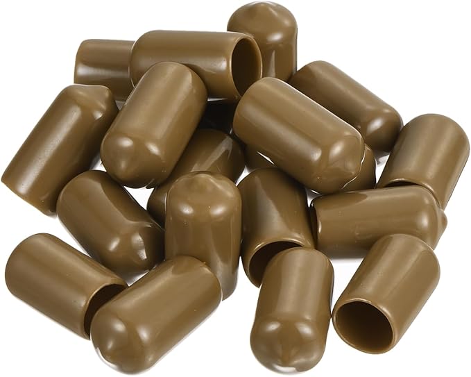 uxcell 20pcs Rubber End Caps 11mm ID Vinyl PVC Round Tube Bolt Cap Cover Screw Thread Protectors Light Brown