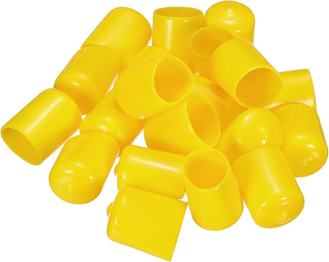 uxcell 20pcs Rubber End Caps 19mm(3/4") ID Vinyl PVC Round Tube Bolt Cap Cover Screw Thread Protectors Yellow