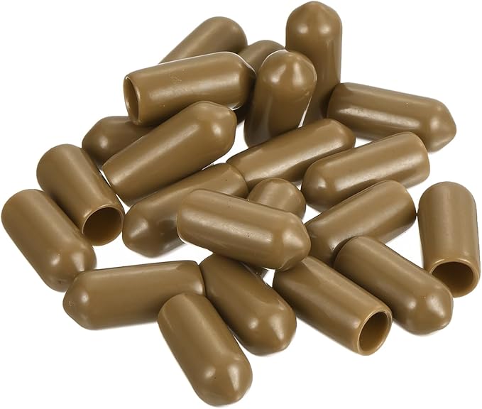 uxcell 20pcs Rubber End Caps 6mm(1/4") ID Vinyl PVC Round Tube Bolt Cap Cover Screw Thread Protectors Light Brown