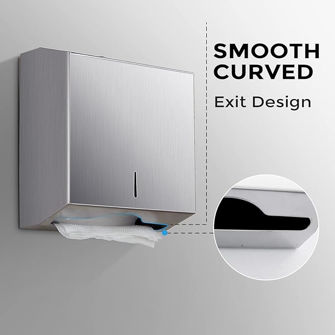 Paper Towel Dispenser Wall Mount - Multifold Trifold Paper Towel Dispensers, Large Capacity Stainless Steel Tissue Holder, Suitable for Bathrooms and Public Places