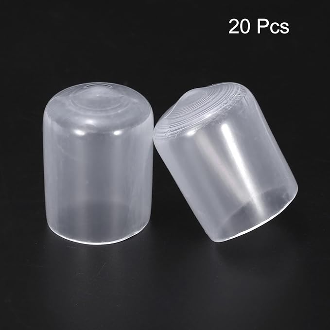 uxcell 20pcs Rubber End Caps 16mm(5/8") ID Vinyl PVC Round Tube Bolt Cap Cover Screw Thread Protectors Clear