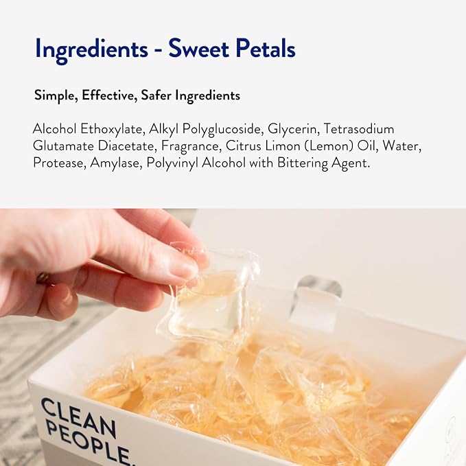 The Clean People Laundry Detergent Pods - Hypoallergenic Laundry Pods - Ultra Concentrated, Recyclable Packaging, Stain Fighting - Sweet Petals, 96 Pack