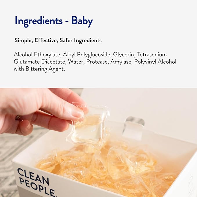 The Clean People Laundry Detergent Pods - Recyclable Packaging, Hypoallergenic, Stain Fighting - Ultra Concentrated, Laundry Soap - Baby (Unscented), 32 Pack